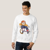 Affe als Skater mit Skateboard Sweatshirt (Vorne ganz)