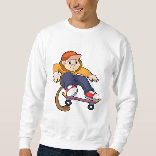 Affe als Skater mit Skateboard Sweatshirt (Vorderseite)