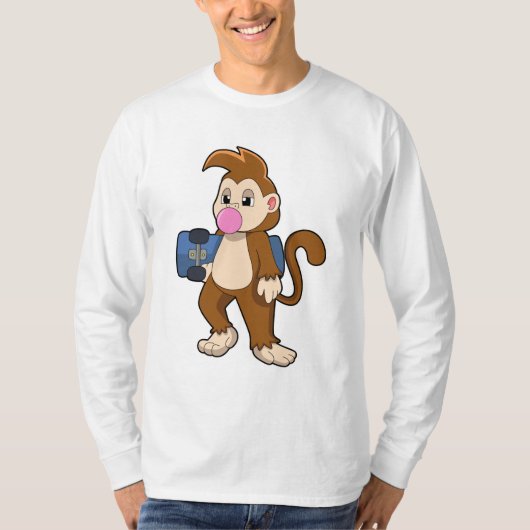 Affe als Skater mit Skateboard T-Shirt (Vorderseite)