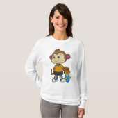 Affe als Skater mit Skateboard T-Shirt (Vorne ganz)