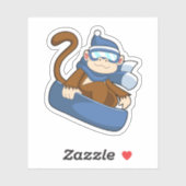 Affe als Snowboarder mit Sonowboard.PNG Aufkleber (Blatt)