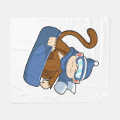 Affe als Snowboarder mit Sonowboard.PNG Fleecedecke (Vorderseite (Horizontal))