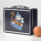 Affe als Snowboarder mit Sonowboard.PNG Metall Brotdose (Beispiel)