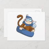 Affe als Snowboarder mit Sonowboard.PNG Postkarte (Vorne/Hinten)