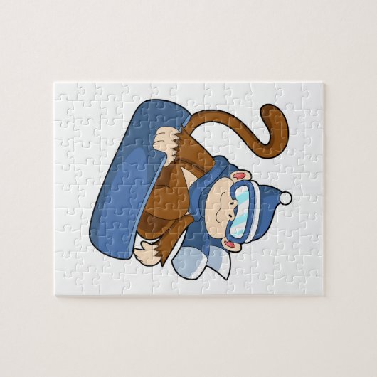Affe als Snowboarder mit Sonowboard.PNG Puzzle (Horizontal)
