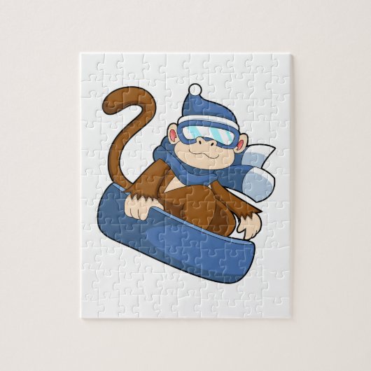 Affe als Snowboarder mit Sonowboard.PNG Puzzle (Vertikal)