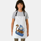 Affe als Snowboarder mit Sonowboard.PNG Schürze (Insitu)