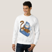 Affe als Snowboarder mit Sonowboard.PNG Sweatshirt (Vorne ganz)
