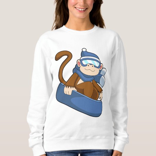 Affe als Snowboarder mit Sonowboard.PNG Sweatshirt (Vorderseite)