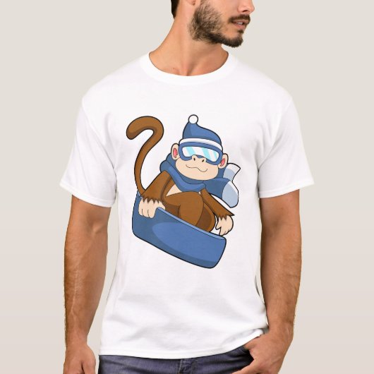 Affe als Snowboarder mit Sonowboard.PNG T-Shirt (Vorderseite)