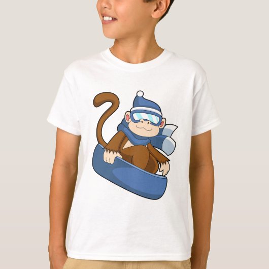 Affe als Snowboarder mit Sonowboard.PNG T-Shirt (Vorderseite)