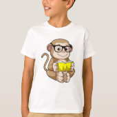 Affe als Student mit Brille & Buch T-Shirt (Vorderseite)