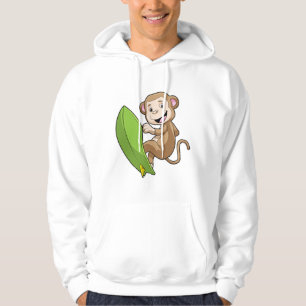 Affe als Surfer mit Surfbrett Hoodie