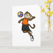 Affe als Volleyballspieler mit Volleyball Karte (Gelbe Blume)
