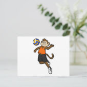 Affe als Volleyballspieler mit Volleyball Postkarte (Stehend Vorderseite)