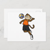 Affe als Volleyballspieler mit Volleyball Postkarte (Vorne/Hinten)