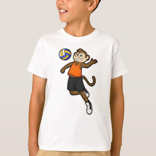 Affe als Volleyballspieler mit Volleyball T-Shirt (Vorderseite)