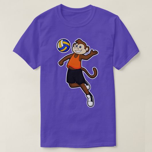 Affe als Volleyballspieler mit Volleyball T-Shirt (Design vorne)
