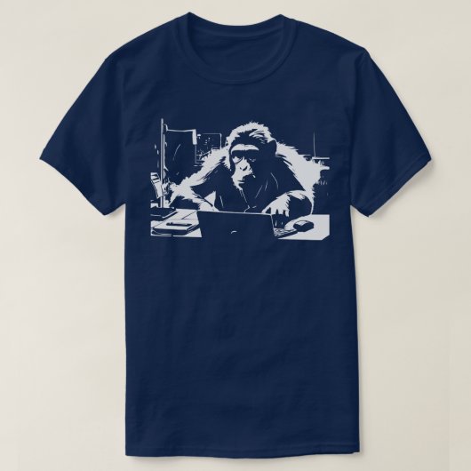 Affe am Computer 1 T-Shirt (Design vorne)