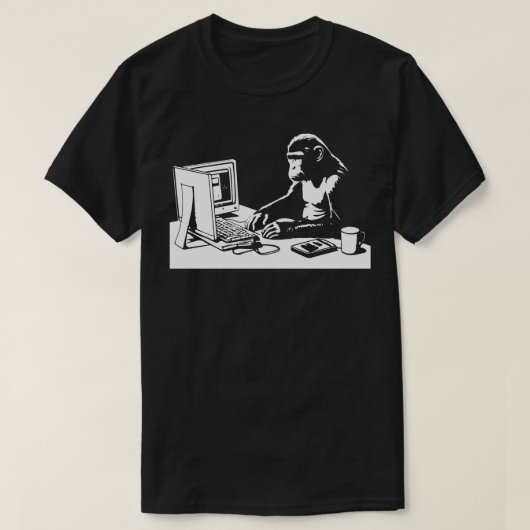 Affe am Computer T-Shirt (Design vorne)