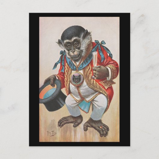 Affe angezogen - alte deutsche Postkarte (Vorderseite)