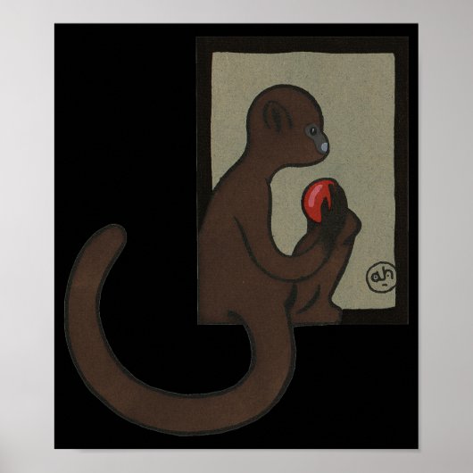 Affe - Antike, farbenfrohe Buchillustrierung Poster (Vorne)