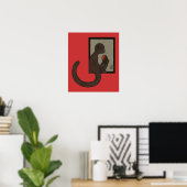 Affe - Antike, farbenfrohe Buchillustrierung Poster (Heimbüro)