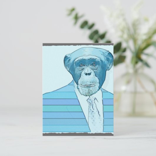 Affe Anzug Postkarte (Stehend Vorderseite)