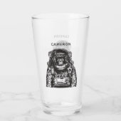 Affe-Astronaut | addieren Ihren Namen Glas (Rückseite)