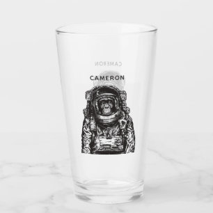 Affe-Astronaut addieren Ihren Namen Glas
