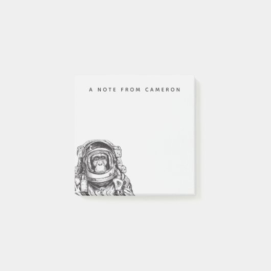 Affe-Astronaut | addieren Ihren Namen Post-it Klebezettel (Vorderseite)