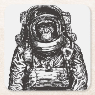 Affe-Astronaut Rechteckiger Pappuntersetzer