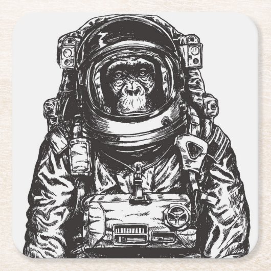 Affe-Astronaut Rechteckiger Pappuntersetzer (Vorderseite)