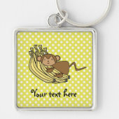 Affe auf Bananen und gelben Tupfen Schlüsselanhänger (Vorne)