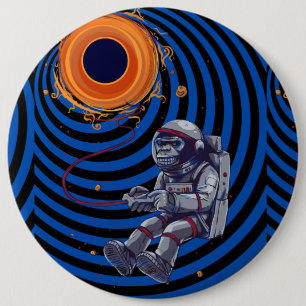 Affe auf dem Weltraum-Flugknopf Button