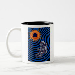 Affe auf der Raumflyine Zweifarbige Tasse