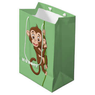 Affe auf der Weinbaubeutel Mittlere Geschenktüte
