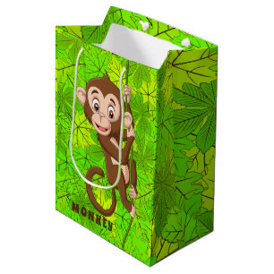 Affe auf der Weinbaubeutel Mittlere Geschenktüte