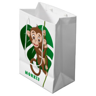 Affe auf der Weinbaubeutel Mittlere Geschenktüte