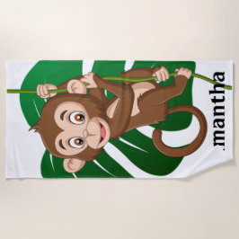 Affe auf einem Vine Design Beach Handtuch