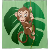 Affe auf einem Vine Design Duschvorhang (Vorderseite)