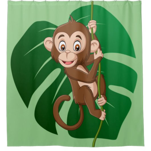 Affe auf einem Vine Design Duschvorhang (Vorderseite)