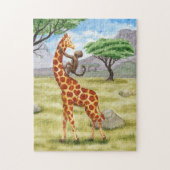 Affe auf einer Giraffenlandschaft Puzzle (Vertikal)