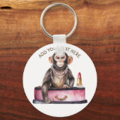 Affe auf Frisiertisch Schlüsselanhänger (Vorderseite)