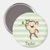 Affe auf grünen Pastellstreifen Magnet (Vorderseite/Rückseite)