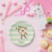 Affe auf grünen Pastellstreifen Pappteller (Party)