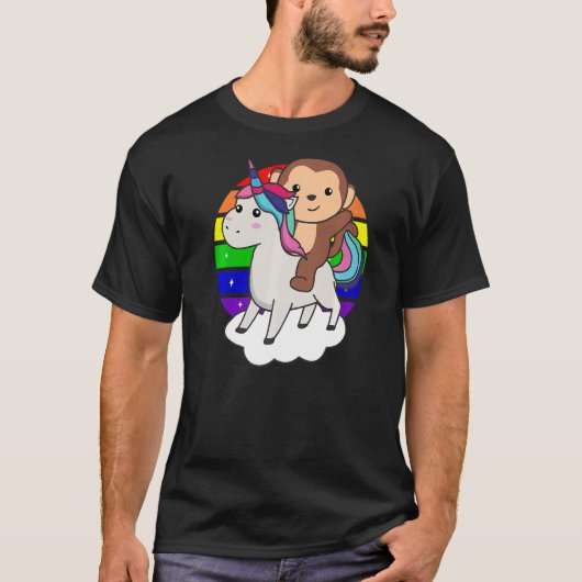 Affe auf Rainbow-Rainbow-Tieren Süße Affe T-Shirt (Vorderseite)
