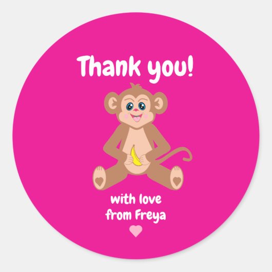 Affe auf rosa Aufkleber (Vorderseite)