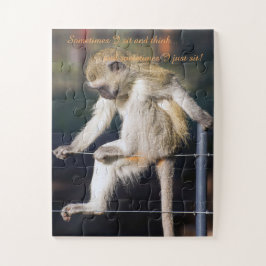 Affe auf Zaun mit lustigem Zitat-Puzzle Puzzle