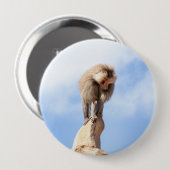 Affe Baboon auf einem Berg Button (Vorne & Hinten)